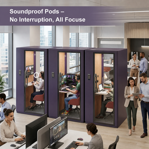 Volferda Core Solo-Soundproof Study Pod, Quiet Privacy Learning Booth with Fan, LED Lighting System, AC Outlets & USB Ports for Home Office, Studying(Purple)