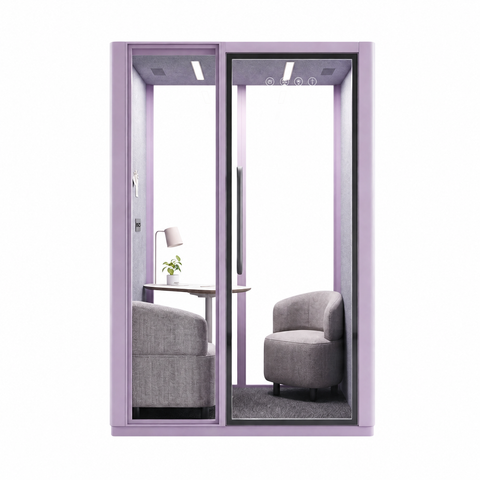 Volferda Core Duo-Mobile Office Pod Soundproof Rolling Booth with LED Lighting System, Dual Fans, AC Outlet & USB Ports for Phone Calls and Privacy(Lavender)