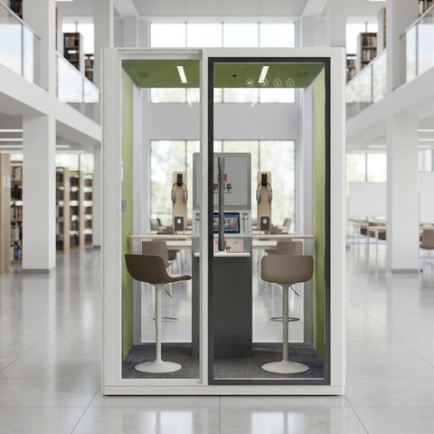 Volferda Core Duo-Mobile Reading Pod, Soundproof Booth for Vocal Training & Instrument Rehearsal with Rolling Casters