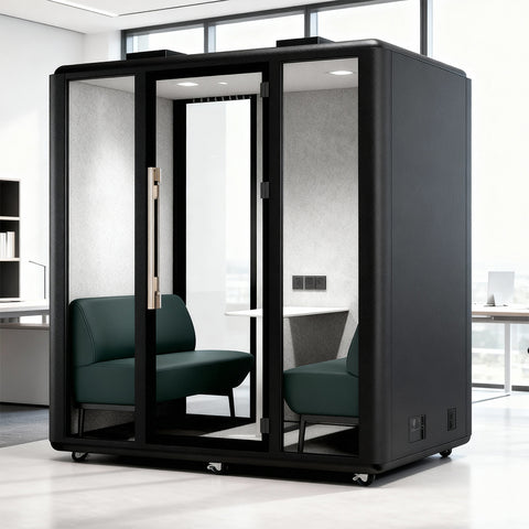 Volferda Air Seriers 4 People Mobile Office Pod Booth, Extra Large Space Sound Proof Office Pod(Black)