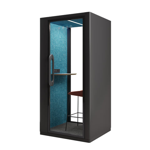 Volferda Core Solo-Soundproof office pod, Quiet Privacy Phone Booth with Fan, LED Lighting System and AC USB Ports (Black)
