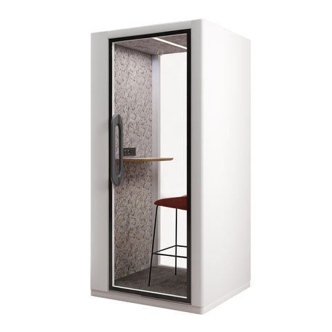Volferda Core Solo-Soundproof office pod, Quiet Privacy Phone Booth with Fan, LED Lighting System and AC USB Ports (White)
