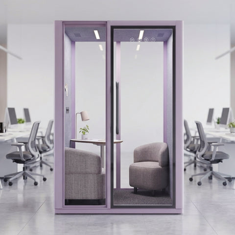 Volferda Core Duo-Mobile Office Pod Soundproof Rolling Booth with LED Lighting System, Dual Fans, AC Outlet & USB Ports for Phone Calls and Privacy(Lavender)