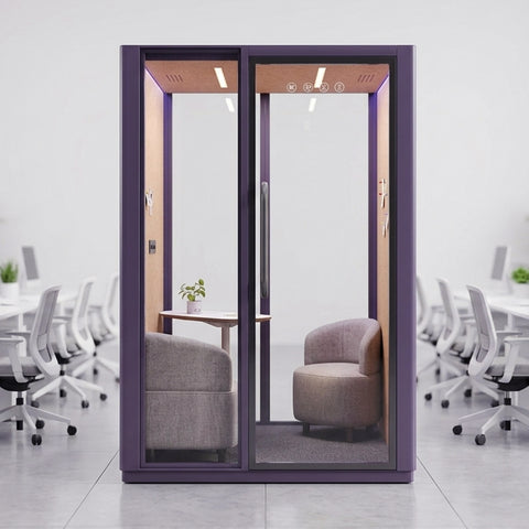 Volferda Core Duo-Mobile Office Pod Soundproof Rolling Booth with LED Lighting System, Dual Fans, AC Outlet & USB Ports for Phone Calls and Privacy(Purple)