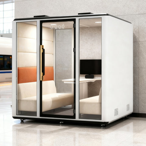 Volferda Air Seriers 6 People Mobile Office Pod Booth, Extra Large Space Sound Proof Office Pod(White)