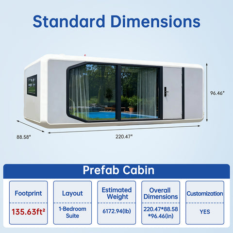 Volferda tiny house/Prefab Apple Cabin A1-length18.37 ft with Modular Customization, Optional Furniture Package,  Perfect for Coastal Living, Vacation Rentals, Glamping & Hospitality Use