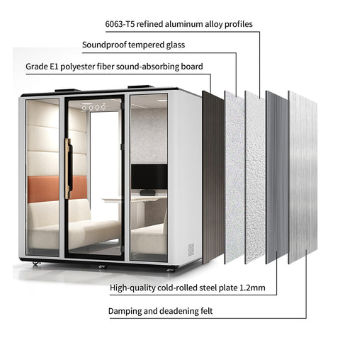 Volferda Air Seriers 6 People Mobile Office Pod Booth, Extra Large Space Sound Proof Office Pod(White)