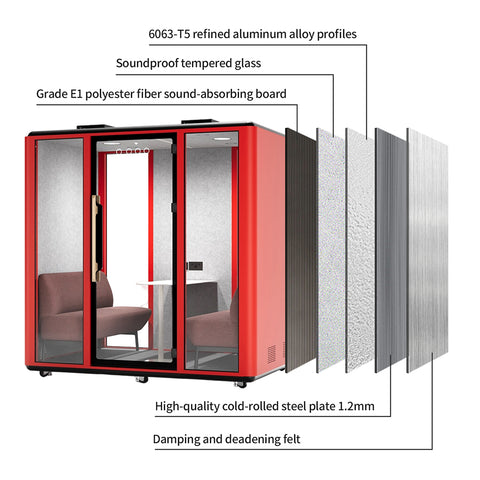 Volferda Air Seriers 4 People Mobile Office Pod Booth, Extra Large Space Sound Proof Office Pod(Orange)