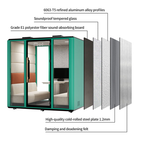 Volferda Air Seriers 6 People Mobile Office Pod Booth, Extra Large Space Sound Proof Office Pod(Green)