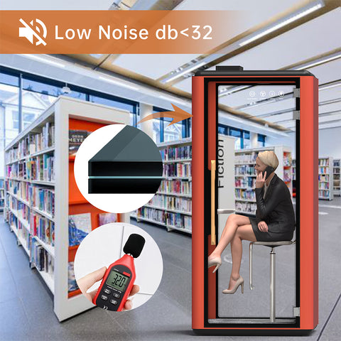 Volferda Air Solo Soundproof Office Pod, Portable Quiet Meeting Booth with Wheels(Orange + Grey)