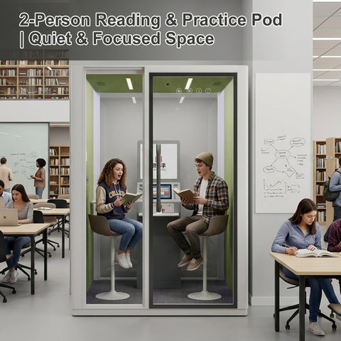 Volferda Core Duo-Mobile Reading Pod, Soundproof Booth for Vocal Training & Instrument Rehearsal with Rolling Casters