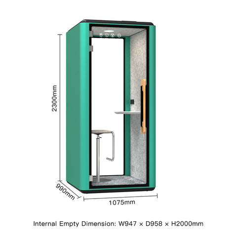 Volferda Air Solo Soundproof Office Pod, Portable Quiet Meeting Booth with Wheels(Cyan)
