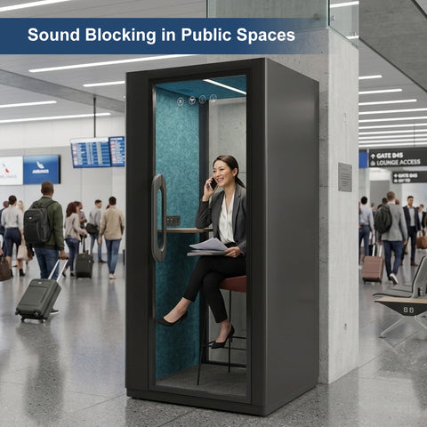 Volferda Core Solo-Soundproof office pod, Quiet Privacy Phone Booth with Fan, LED Lighting System and AC USB Ports (Black)