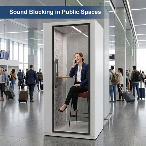 Volferda Core Solo-Soundproof office pod, Quiet Privacy Phone Booth with Fan, LED Lighting System and AC USB Ports (White)