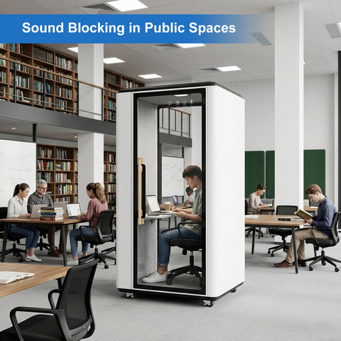 Volferda Air Solo Soundproof Study Pod – Portable Privacy Booth with Acoustic Panels, LED Light, USB-C & AC Outlets(White)