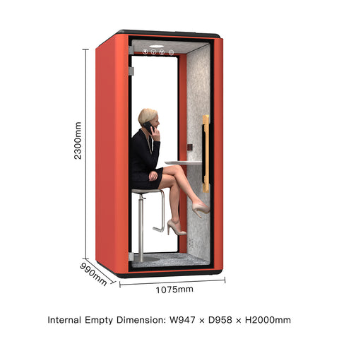 Volferda Air Solo Soundproof Office Pod, Portable Quiet Meeting Booth with Wheels(Orange + Grey)
