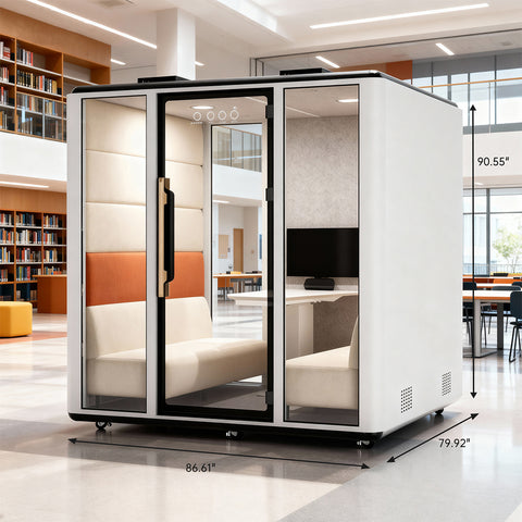 Volferda Air Seriers 6 People Mobile Office Pod Booth, Extra Large Space Sound Proof Office Pod(White)