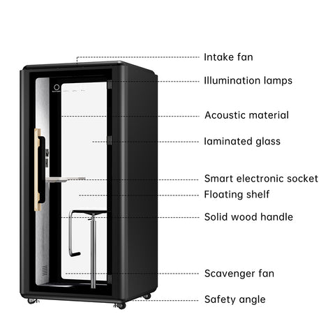 Volferda Air Solo Soundproof Office Pod(Black)
