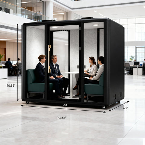 Volferda Air Seriers 4 People Mobile Office Pod Booth, Extra Large Space Sound Proof Office Pod(Black)