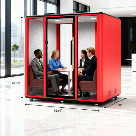 Volferda Air Seriers 4 People Mobile Office Pod Booth, Extra Large Space Sound Proof Office Pod(Orange)