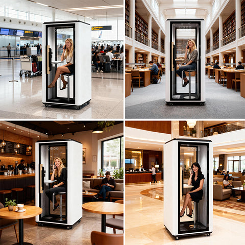Volferda Air Solo Soundproof Office Pod, Portable Quiet Meeting Booth with Wheels(White)