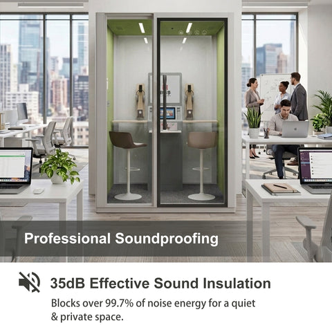 Volferda Core Duo-Mobile Reading Pod, Soundproof Booth for Vocal Training & Instrument Rehearsal with Rolling Casters