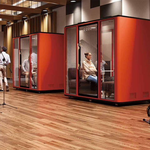 Volferda Air Seriers 4 People Mobile Office Pod Booth, Extra Large Space Sound Proof Office Pod(Orange)