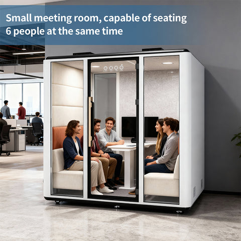 Volferda Air Seriers 6 People Mobile Office Pod Booth, Extra Large Space Sound Proof Office Pod(White)