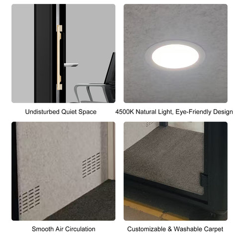 Volferda Air Solo Soundproof Study Pod – Portable Privacy Booth with Acoustic Panels, LED Light, USB-C & AC Outlets(Black)