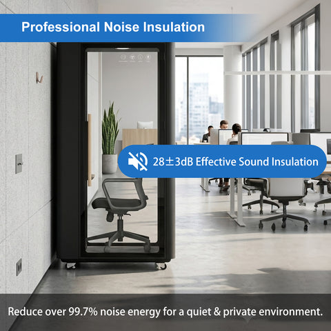 Volferda Air Solo Soundproof Study Pod – Portable Privacy Booth with Acoustic Panels, LED Light, USB-C & AC Outlets(Black)