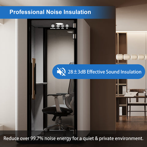 Volferda Air Solo Soundproof Study Pod – Portable Privacy Booth with Acoustic Panels, LED Light, USB-C & AC Outlets(White)