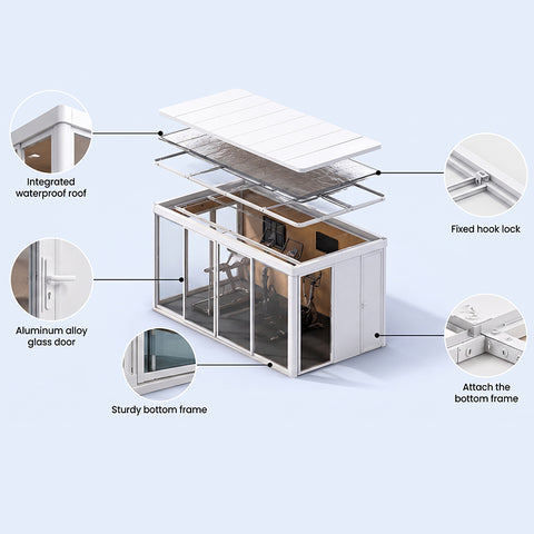 Vestael Modular Pods,ADUs/Prefab Studios Suitable for Office Work, Exercise and Dining in The Backyard T10