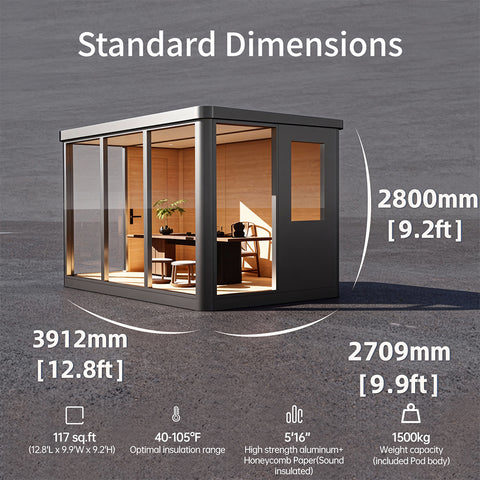 Volferda Modular Pods,ADUs/Prefab Studios Suitable for Office Work, Exercise and Dining in The Backyard T10