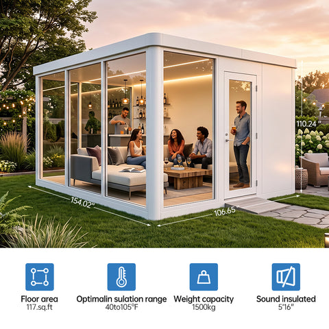 Vestael Modular Pods,ADUs/Prefab Studios Suitable for Office Work, Exercise and Dining in The Backyard T10
