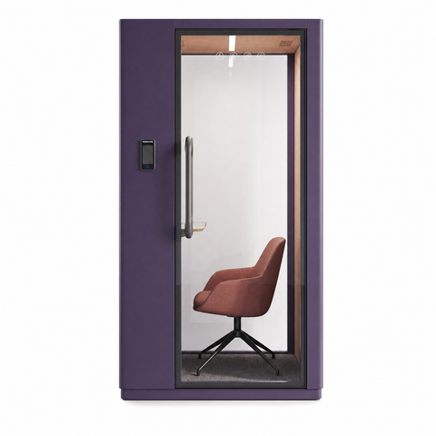 Volferda Core Solo-Soundproof Study Pod, Quiet Privacy Learning Booth with Fan, LED Lighting System, AC Outlets & USB Ports for Home Office, Studying(Purple)