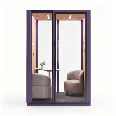 Volferda Core Duo-Mobile Office Pod Soundproof Rolling Booth with LED Lighting System, Dual Fans, AC Outlet & USB Ports for Phone Calls and Privacy(Purple)