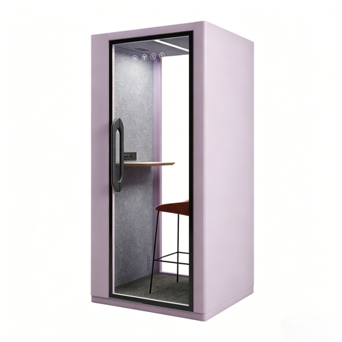 Volferda Core Solo-Soundproof office pod, Quiet Privacy Phone Booth with Fan, LED Lighting System and AC USB Ports (Lavender)